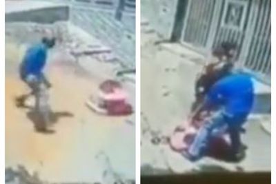 Pemotor Ini Langsung Lempar Motor dan Kejar Bayi yang Meluncur ke Jalan Naik Baby Walker