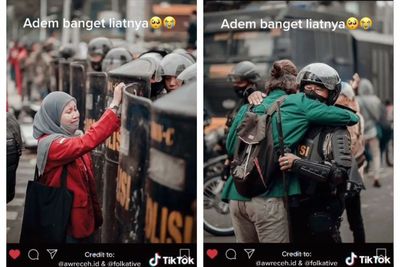 Moment Haru Ketika Polisi Menjaga Pendemo Omnibus Law, Adem Banget Liatnya