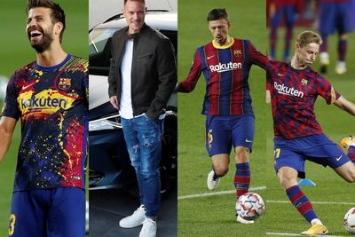 Gerard Pique, Marc-Andre ter Stegen, Frenkie de Jong & Clement Lenglet Teken Kontrak Baru