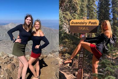 Nekat! Wanita Ini Mendaki Gunung Pakai Sepatu Hak Tinggi, Tak Takut Lecet
