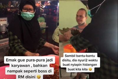 Antrean Panjang, Ibu ini Bantu Siapkan Hidangan Orang Lain, Netizen: Emak Gue Banget