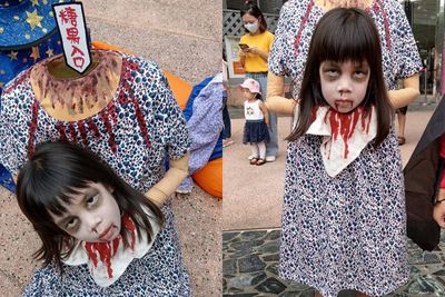 Berkostum Kepala Buntung di Hari Halloween, Bocah Ini Bikin Orang Ketakutan