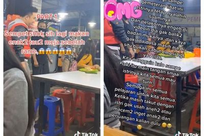 Istri Labrak Suami dan Pelakor di Tempat Makan, Pelakor Diem Aja Liat Suami-Istri Berantem