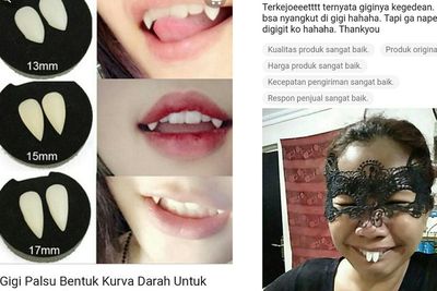Niatnya Mau Tampil Seram dengan Gigi Drakula, Penampilan Cewek Ini Malah Mirip Kelinci