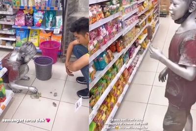 Haru! Bocah Manusia Silver Ini Kumpulkan Uang demi Beli Mie Instan untuk Ibunya