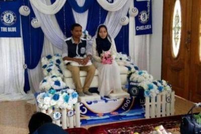 Viral Pengantin Gelar Pernikahan Bertema Chelsea, Netizen: Penghulunya Drogba