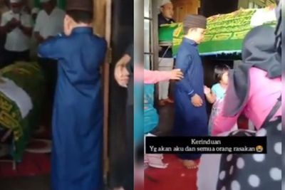 Video Haru Bocah Lantunkan Adzan di Hadapan Jenazah Ibu, Berusaha Tahan Tangis