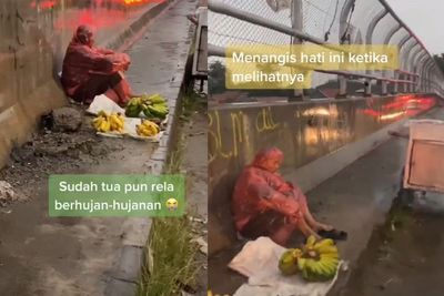 Demi Nafkahi Keluarga, Pria Tua Ini Jualan Pisang di Tengah Hujan, Sudah Biasa Katanya