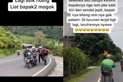 Tangis Anak Vespa Pecah Lihat Pemotor Bertaruh Nyawa Pakai Rem Kaki yang Diseret ke Jalan