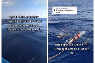 Viral Aksi Dramatis Kru Kapal Selamatkan 2 Nelayan yang Terombang Ambing di Laut