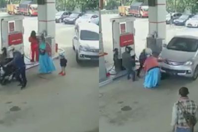 Orangtua Sibuk Sendiri, Bocah Ini Ditabrak Mobil di SPBU, Masuk Kolong Mobil dan Dilindas