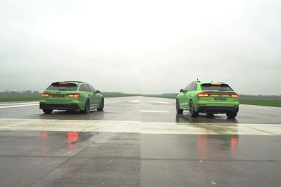 Melihat Pertarungan Drag Race Saudara Antara Mobil Audi RS6 dan RS Q8!