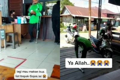 Driver Ojol Ini Semangat Cari Orderan Meski hanya dengan Satu Kaki, Netizen Tertampar