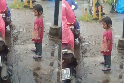 Kasihan, Bocah Ini Disuruh Mengemis di Tengah Hujan, Badan Menggigil dan Mata Mengantuk