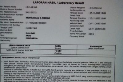 Beredar Hasil Tes Habib Rizieq Shihab Positif Covid-19, PA 212: Hoaks!