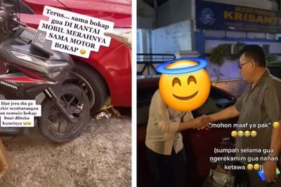 Viral Mobil Parkir Sembarangan di Depan Rumah, Ban Dirantai ke Motor, Begini Endingnya