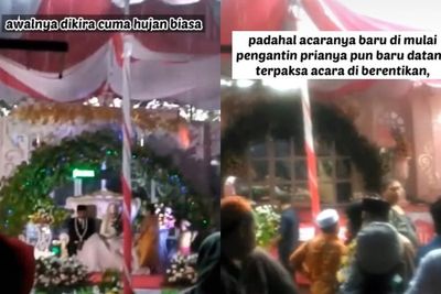 Detik-detik Dekorasi Pernikahan Roboh Diterjang Angin, Pengantin Wanitanya Sampai Pingsan