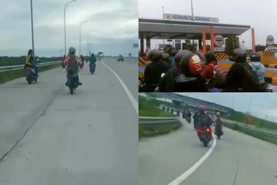 Jalan Lumpuh Akibat Banjir, Puluhan Pemotor yang Hendak Kerja Terobos Tol Binjai-Medan