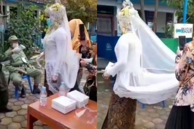 Momen Pengantin Wanita Nyoblos ke TPS Sebelum Disahkan Curi Perhatian Warganet