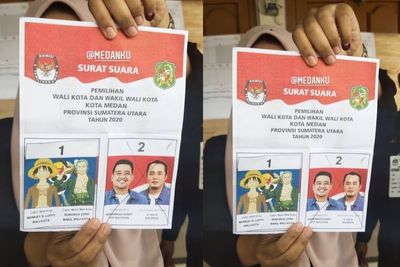 Bikin Ngakak! Viral Surat Suara Pilkada Medan Ditempel Gambar Manga Luffy-Zoro One Piece