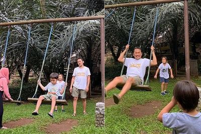 Seru-seruan Bareng Anak, Ekspresi Hanung Bramantyo saat Naik Ayunan Bikin Netizen Salfok