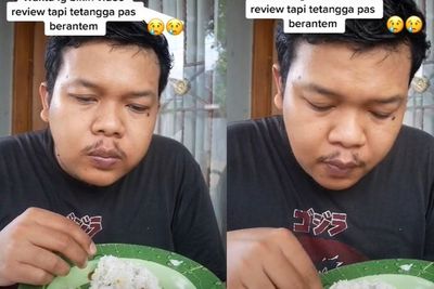 Aksi Santuy Pria Tetap Review Makan Meski Tetangga Cekcok Seperti Mau Baku Hantam