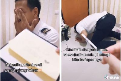 Pilot Ini Menangis hingga Sujud Syukur saat Dapat Kejutan Garis Dua dari Istrinya