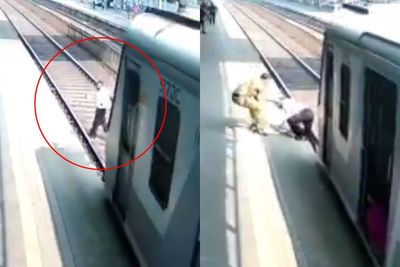 Detik-detik Video Polisi Berhasil Selamatkan Lelaki Tua yang Hampir Tertabrak Kereta Api