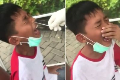 Bocah Ini Menangis Usai Jalani Swab Test, Netizen: Mau Ngakak Tapi Kasihan