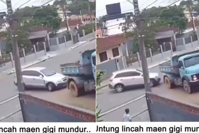 Mobilnya Nyaris Dihantam Truk yang Mundur, Aksi Keren Supir Ini Dipuji Netizen