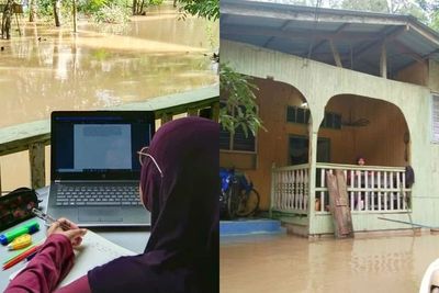 Kisah Mahasiswi Kembar yang Berjuang Ikut Kelas Online Harus Naik Perahu Dulu Cari Sinyal