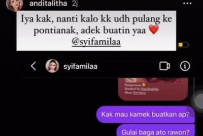 Sebelum Sriwijaya Take Off, Selebgram Andi Syifa Kamila Minta Dimasaki Gulai oleh Adiknya