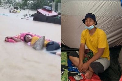 Video Pria Ini Tertidur Sambil Terbawa Arus Banjir Bikin Ngakak, Ternyata Lagi Kecewa