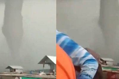 Viral Angin Puting Beliung di Wonogiri, Warga Panik Menyelamatkan Diri Pakai Sampan