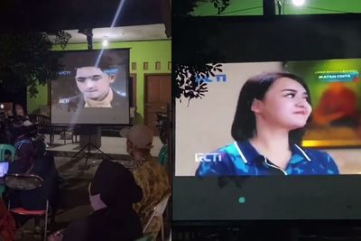 Gak Mau Kelewatan Sinetron Ikatan Cinta, Hajatan Ini Pasang Layar Tancap untuk Nobar