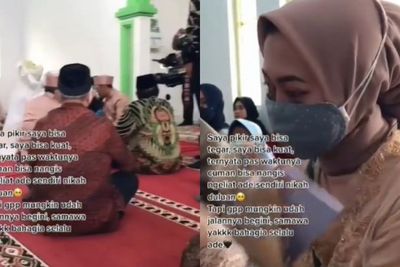 Sedih Dilangkahi Adik Menikah, Wanita Ini Tak Kuasa Menahan Tangis saat Akad