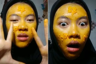Cewek Ini Panik usai Pakai Masker Kunyit, Netizen: Auto Jadi SpongeBob Tuh