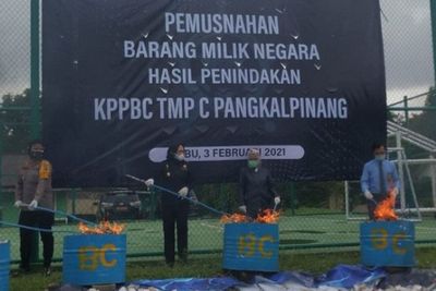 Merugikan Negara hingga Rp1,7 miliar, Rokok Ilegal Rp3,9 miliar Musnah di Pangkalpinang