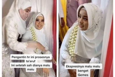 Nikah Hasil Proses Taaruf, Pengantin Wanita Ini Malu-malu Kucing Temui Suaminya