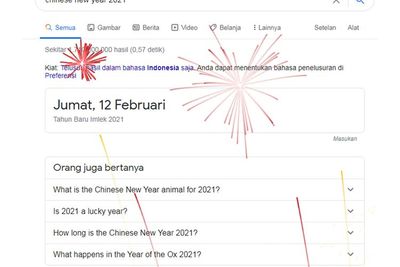 Google Bakal Tampilkan Kembang Api di Setiap Pencarian Tentang Imlek 2021