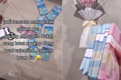 Crazy Rich Ngeprank Pacar Saat Valentine, Beri Buket Uang Rp40 Juta, Kaget Sampai Pingsan