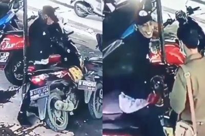 Detik-detik Pencuri Motor Terciduk Pemiliknya, Malah Cengar-cengir Salah Tingkah