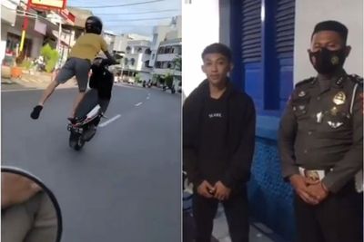 Viral Pemuda Sok Jago Standing Motor di Jalan, Berujung Minta Maaf di Kantor Polisi