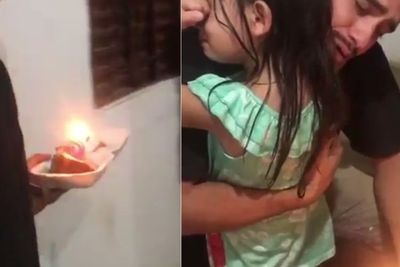 Ayah Hanya Kuli Bangunan, Bocah Ini Menangis Haru saat Diberi Seiris Kue Ulang Tahun