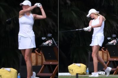 Potret Ivanka Trump dengan Outfit Serba Putih saat Bermain Golf Bersama Ayah dan Suaminya