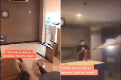 Sekelompok Pemuda Pamer Rusak Barang-barang Fasilitas Hotel, Netizen: Norak Banget