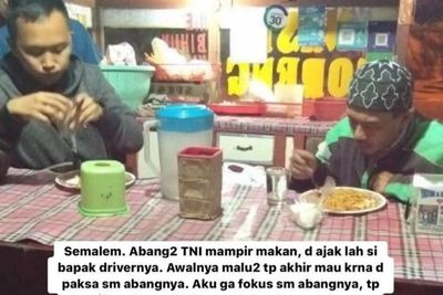Traktir Driver Ojol Makan, Anggota TNI Ini Banjir Pujian