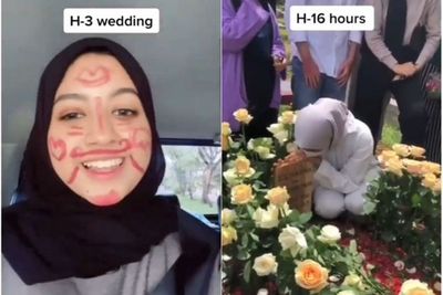 Pilu, Pengantin Pria Meninggal 16 Jam Sebelum Akad Nikah, Wanita Menangis di Samping Nisan