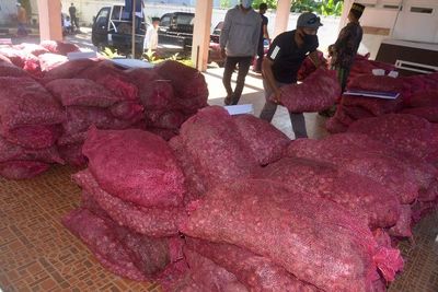 FOTO: Bea Cukai Hibahkan Bawang Merah Impor Ilegal Ke Pesantren