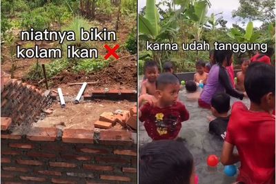 Niatnya Pria Ini Mau Buat Kolam Ikan Malah Jadi Kolam Renang, Diserbu Anak-anak